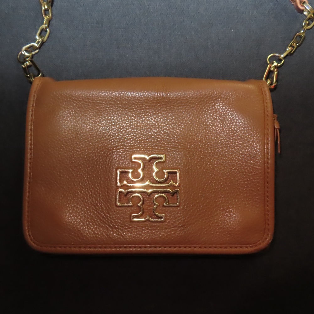 Tory Burch Brown and Gold Crossbody Bag with Timeless Elegance